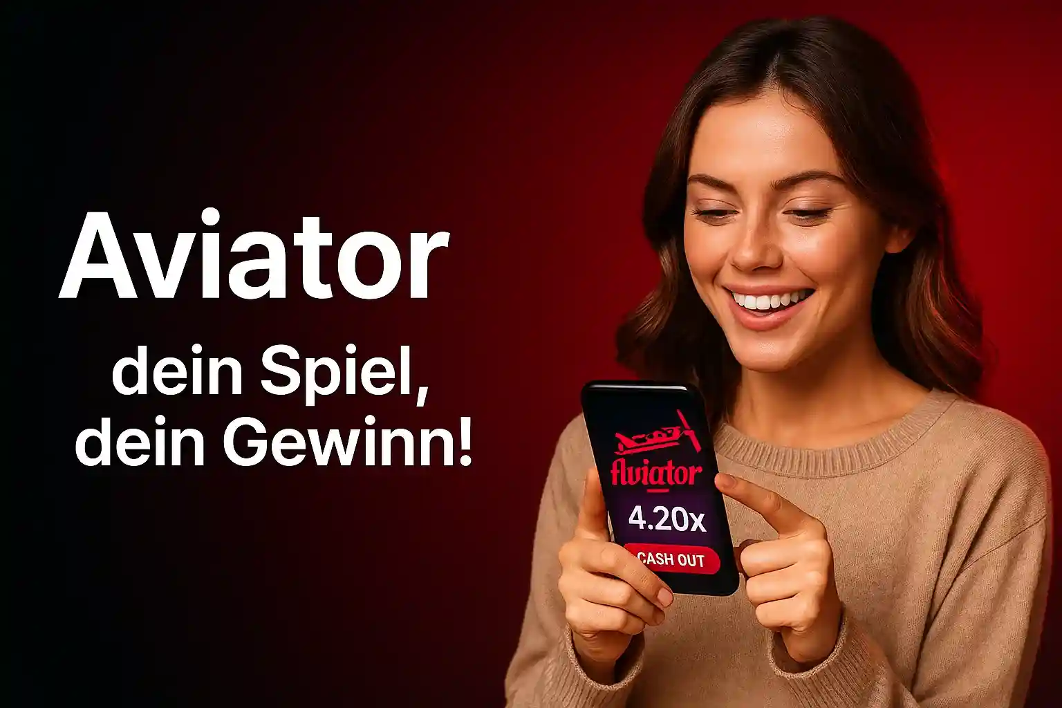 Eine Frau freut sich über ihren Gewinn im Aviator-Spiel im Bizzo Casino und ist bereit, bei einem 4,20x Multiplikator auszuzahlen. Dein Spiel, dein Gewinn!