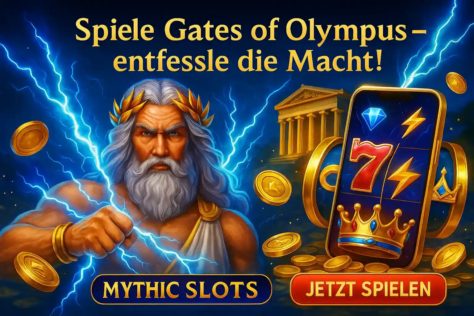Spielen Sie den mythischen Slot Gates of Olympus im Bizzo Casino und entfesseln Sie die Macht von Zeus für göttliche Gewinne. Jetzt die Walzen drehen!