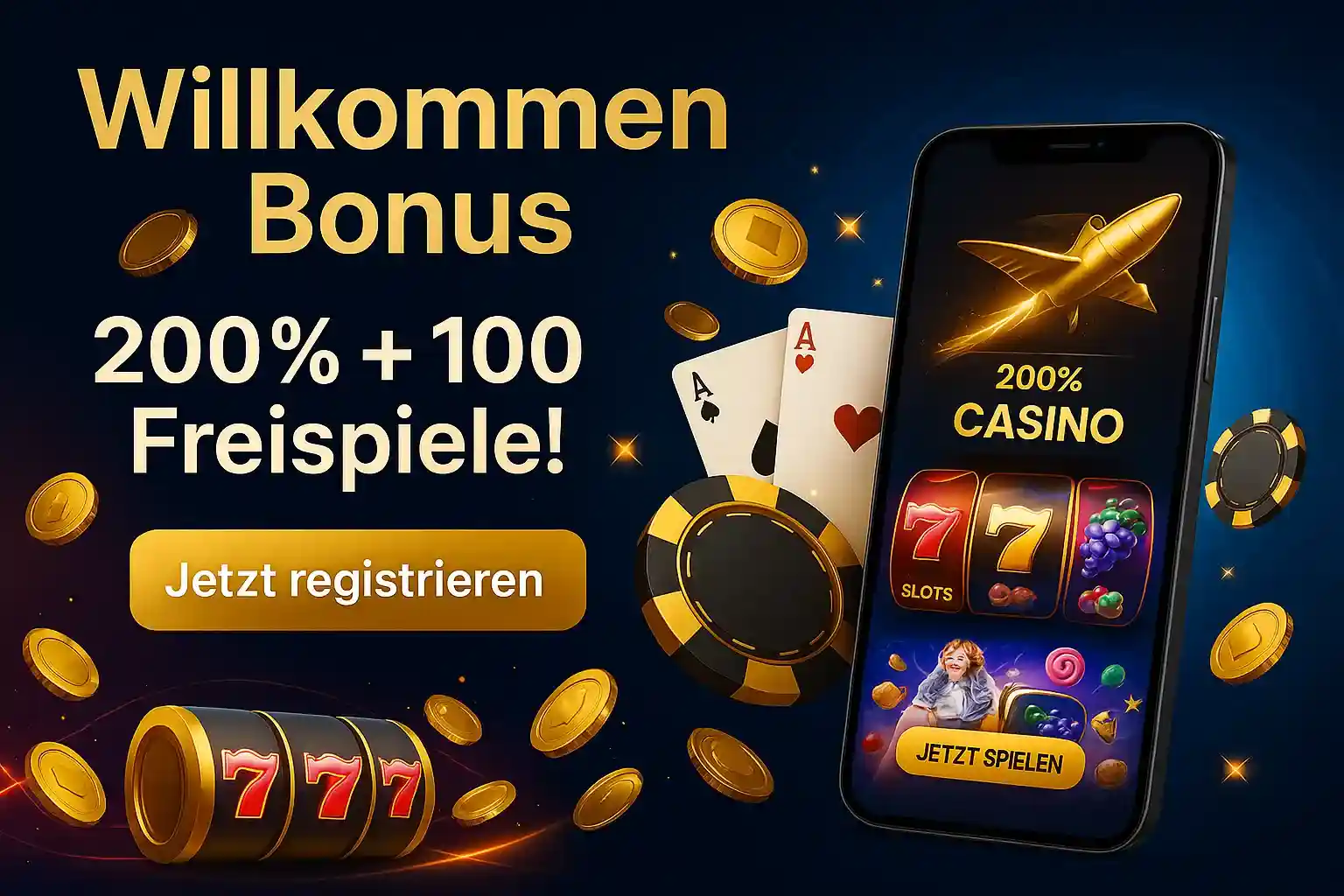 Holen Sie sich den Willkommensbonus von Bizzo Casino: 200% auf Ihre Einzahlung plus 100 Freispiele für Top-Slots. Jetzt registrieren und spielen.